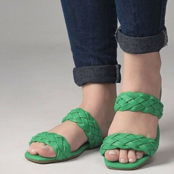 Green Braided Double Strap Sandal - Picture 2 of 5